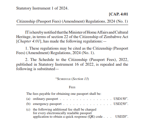 Screenshot of Statutory Instrument 1 of 2024